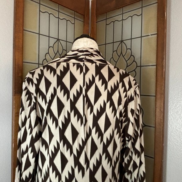 J. Jill Wearable Collection Faux Wrap Dress Tan And Brown Geometric Dress Size L - Picture 6 of 13